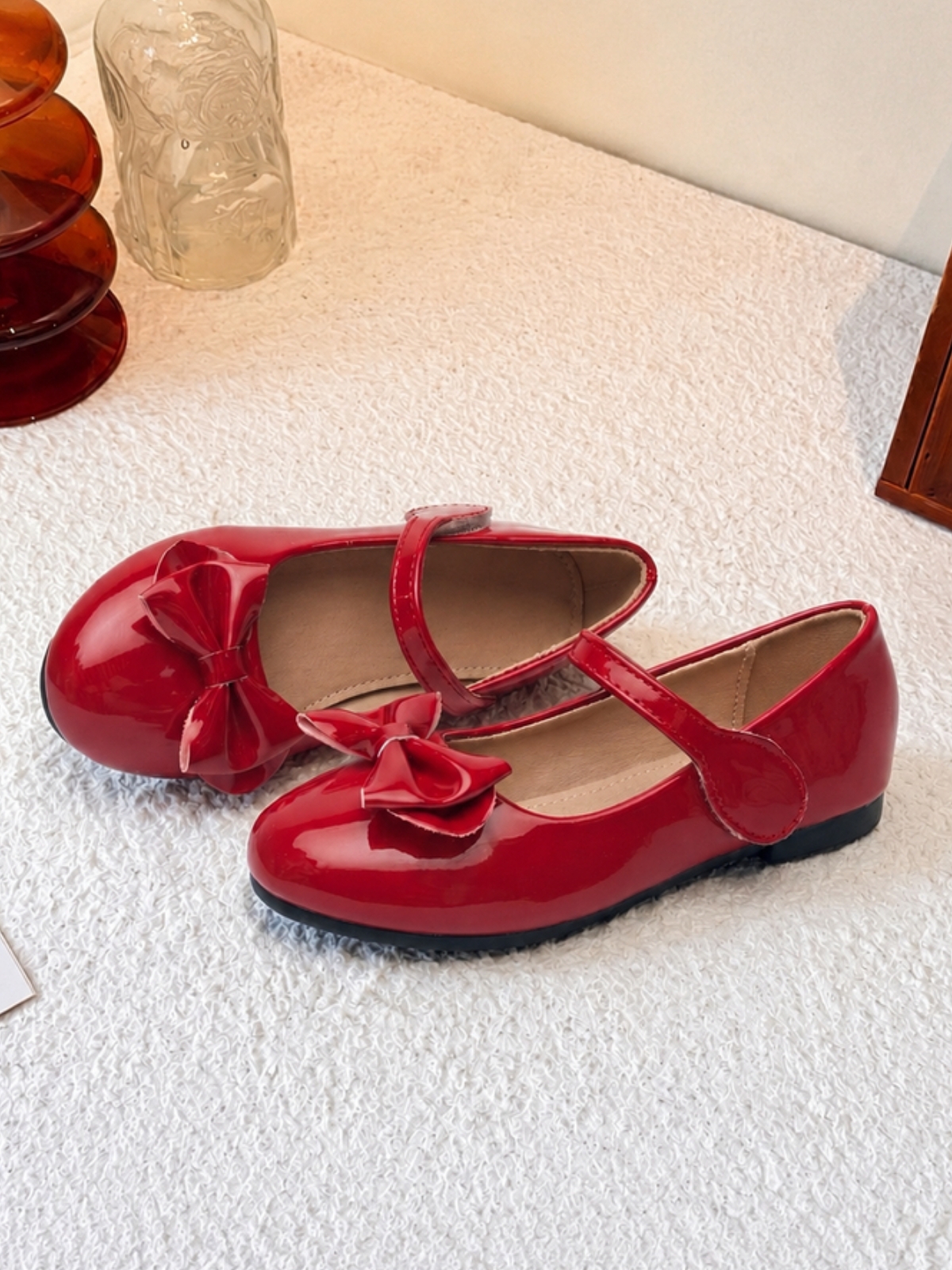 Girls Red Patent Bow Mary Jane Flats