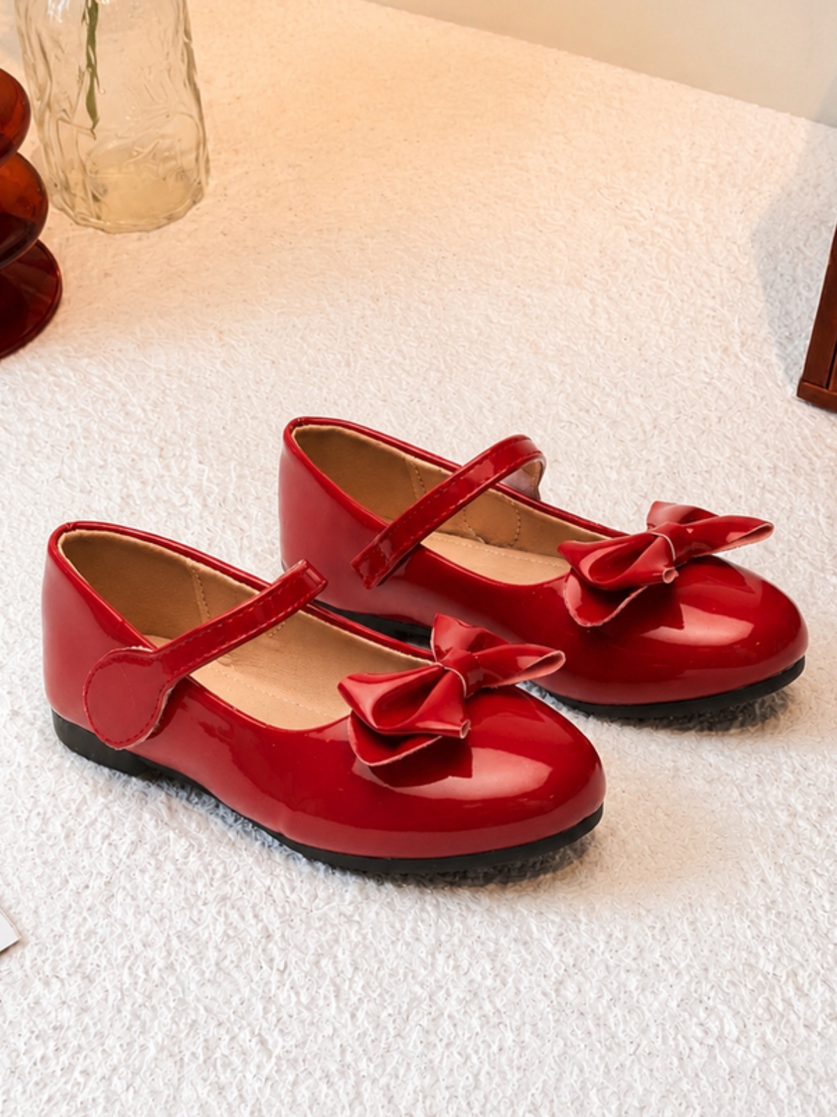 Girls Red Patent Bow Mary Jane Flats
