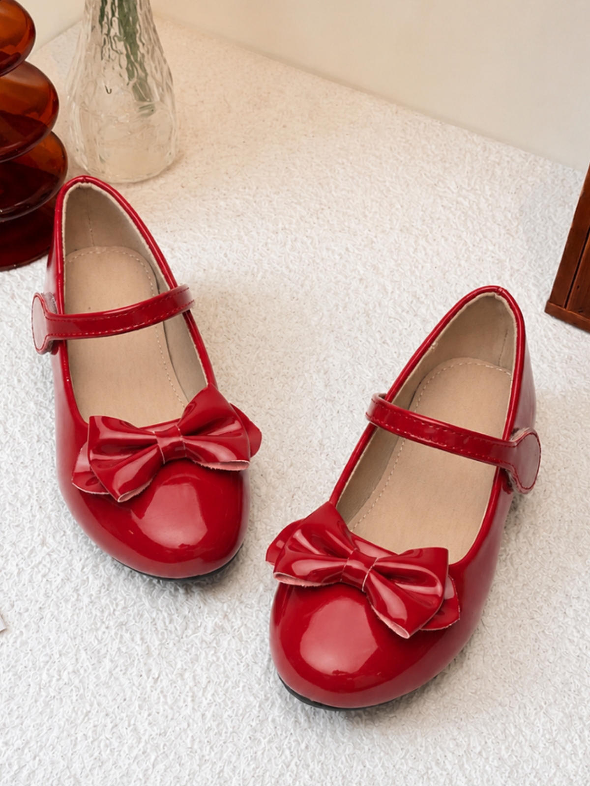 Girls Red Patent Bow Mary Jane Flats