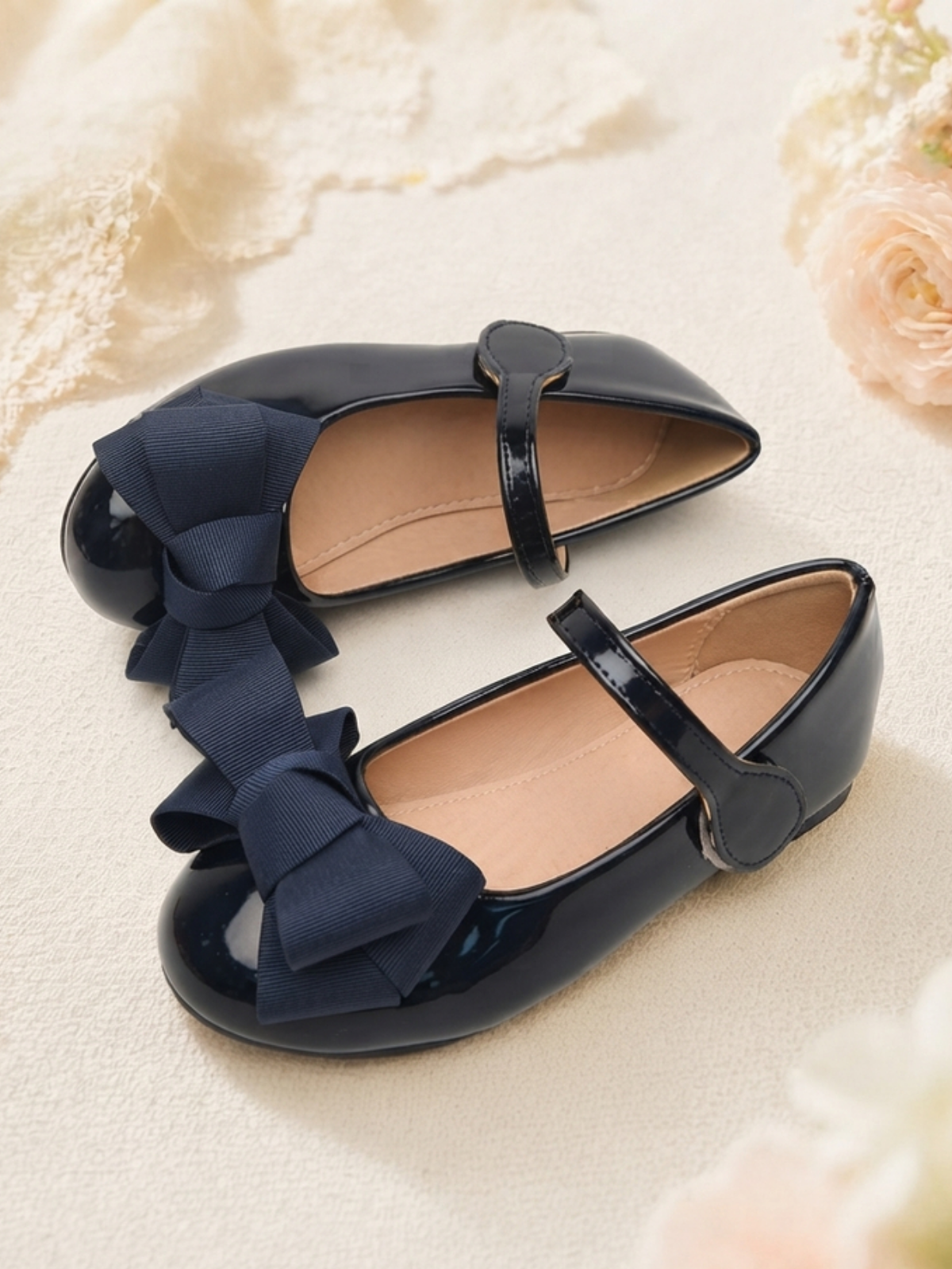 Girls Black Bow Mary Jane Flats