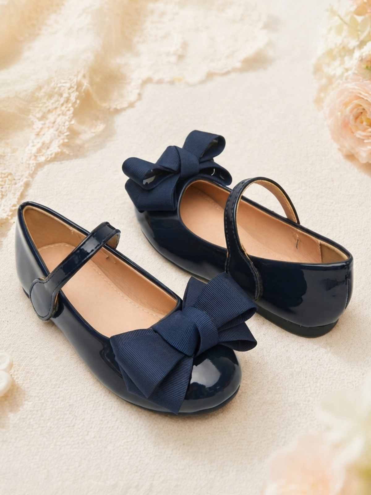 Girls Black Bow Mary Jane Flats