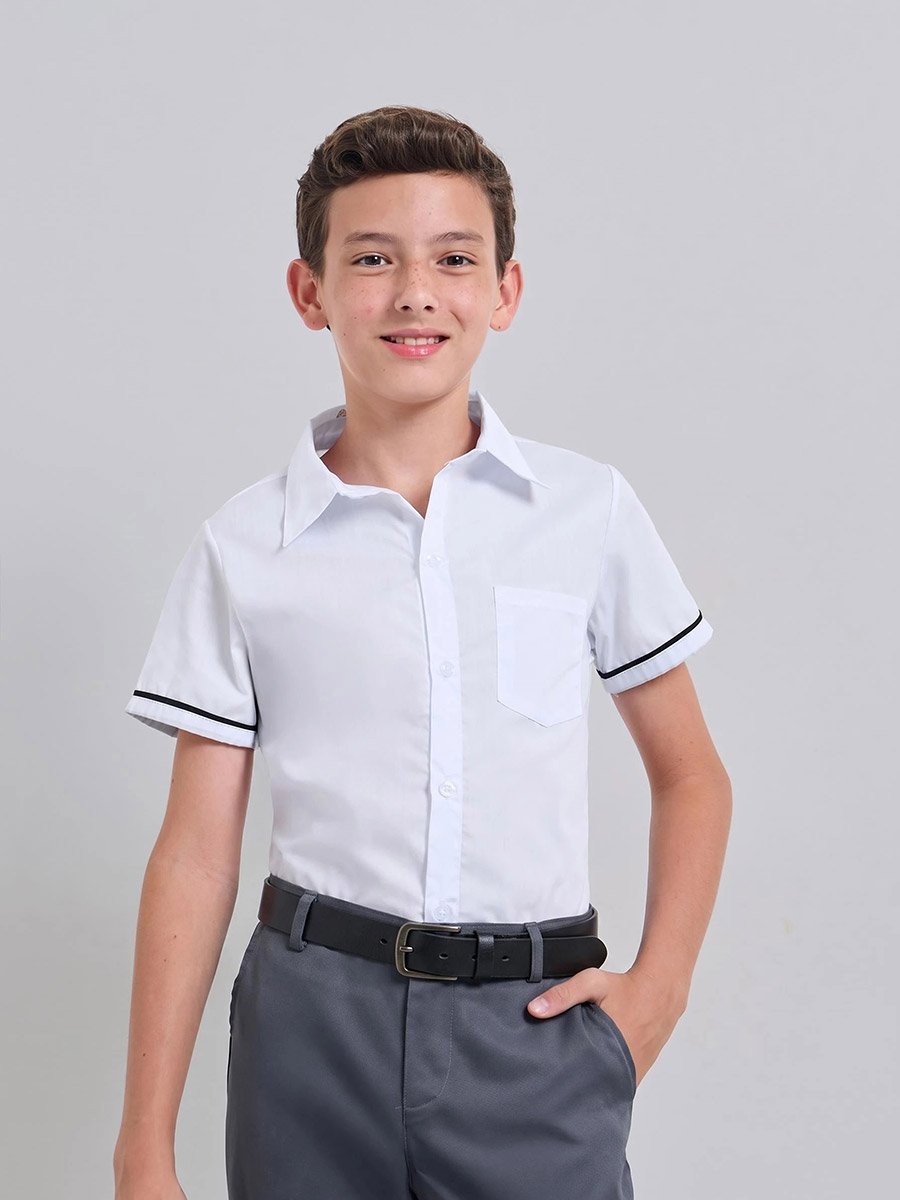 Teen Boys Short Sleeve Shirt with Piping Detail
