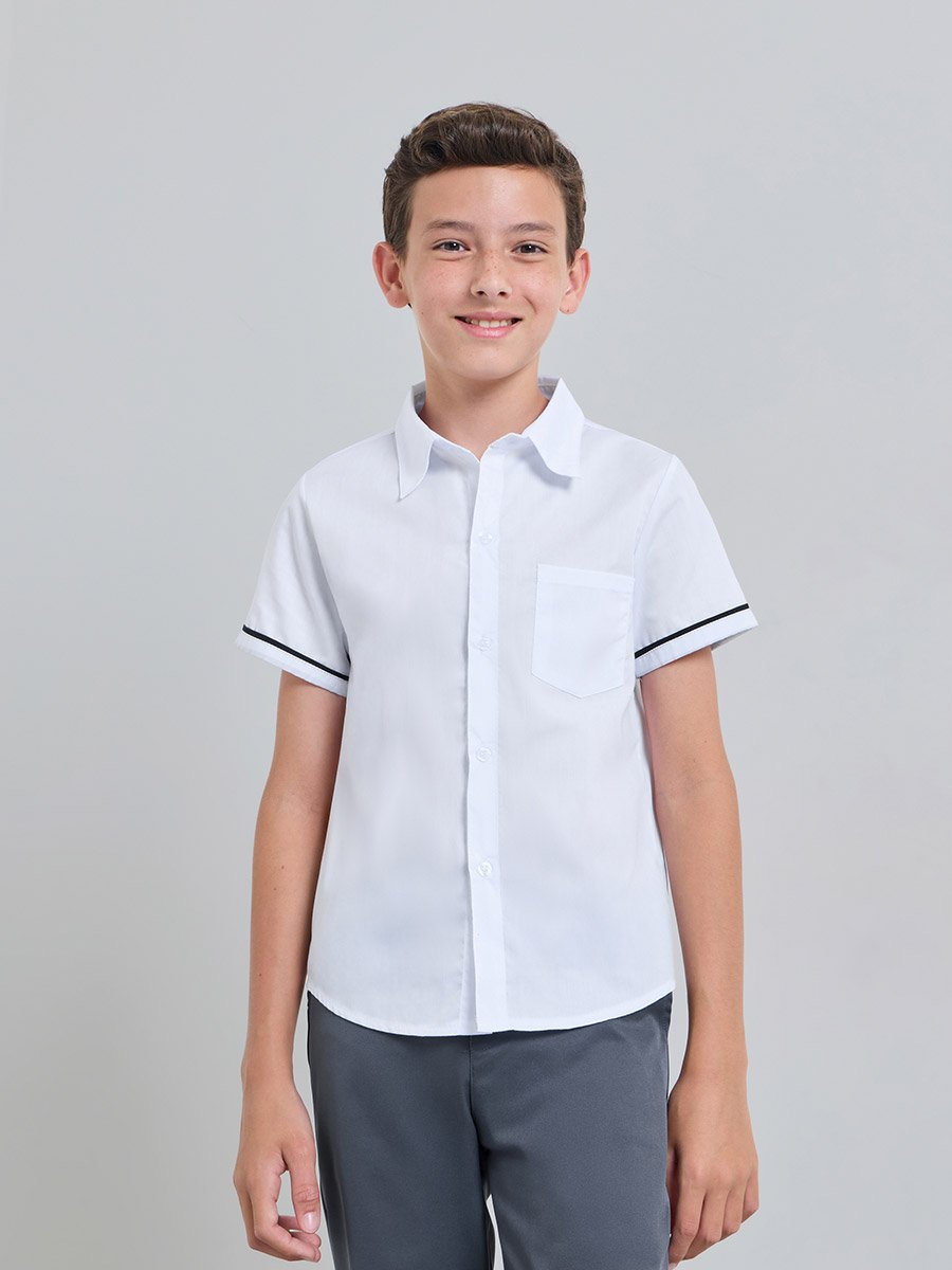 Teen Boys Short Sleeve Shirt with Piping Detail