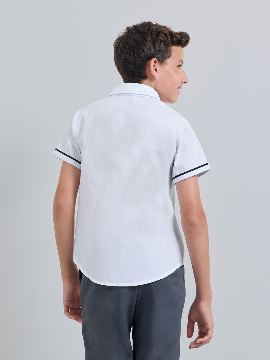 Teen Boys Short Sleeve Shirt with Piping Detail