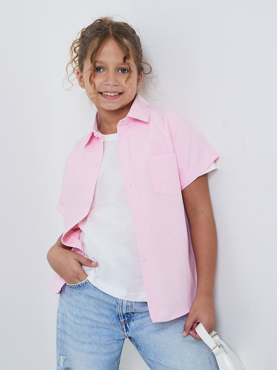 Teen Girls Short Sleeve Cotton Shirt