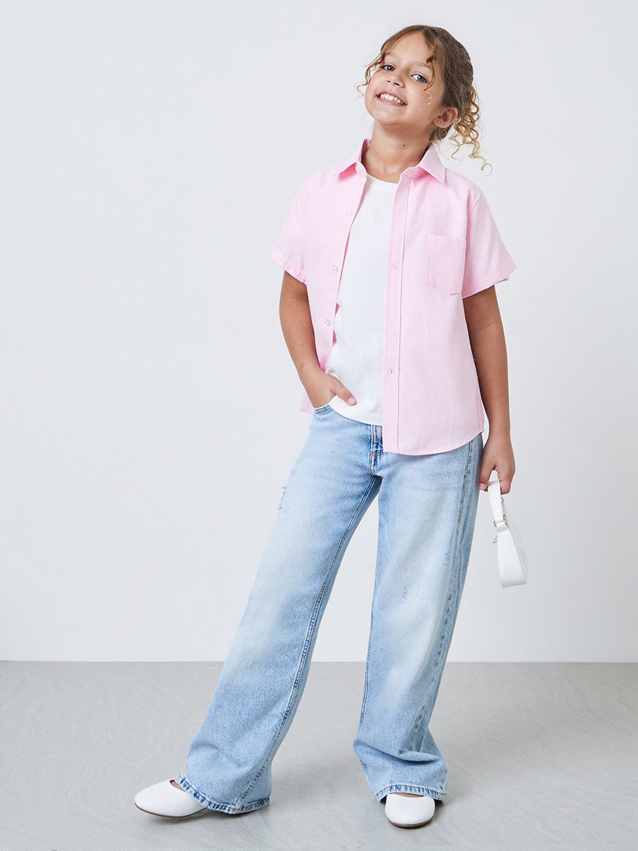 Teen Girls Short Sleeve Cotton Shirt