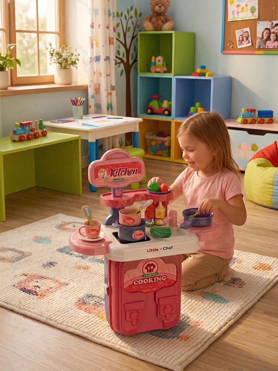 Kitchen Play Set for Kids with Carry Case