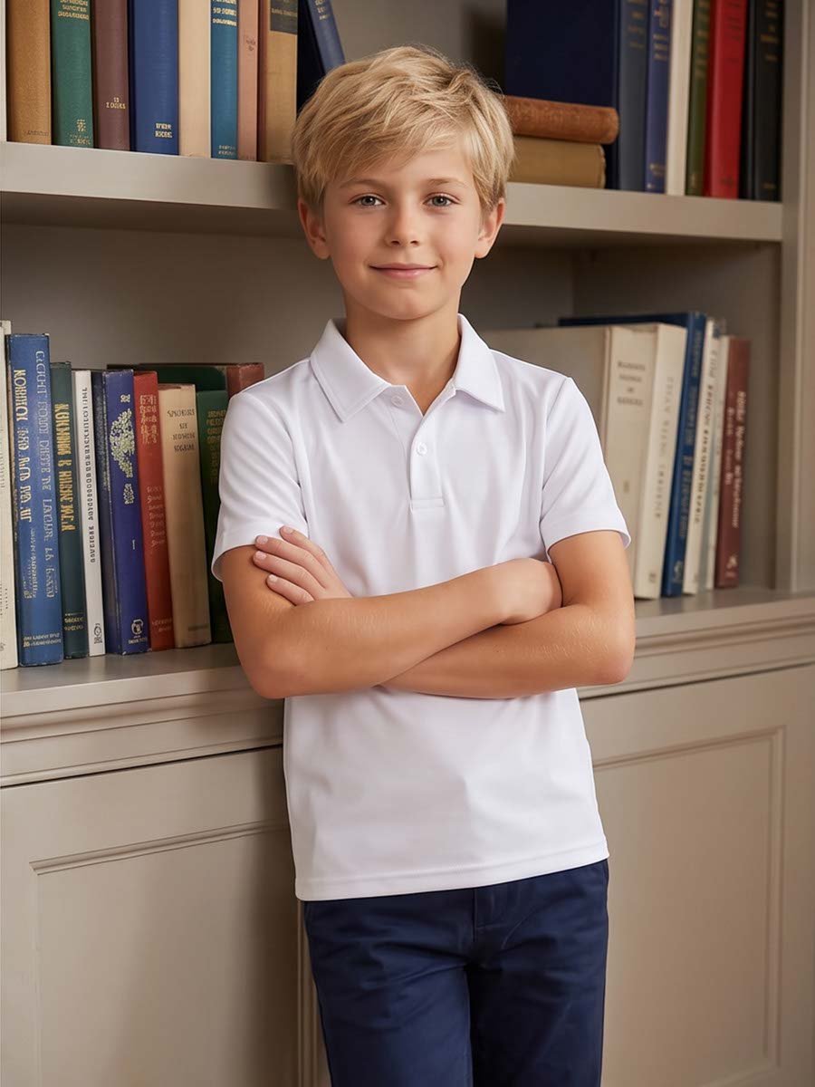 Kids White Short Sleeve Polo T-Shirt