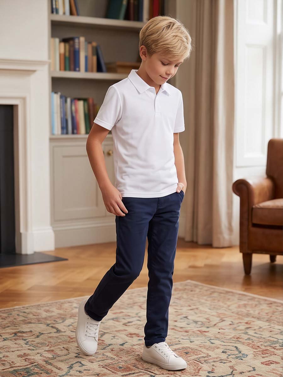 Kids White Short Sleeve Polo T-Shirt