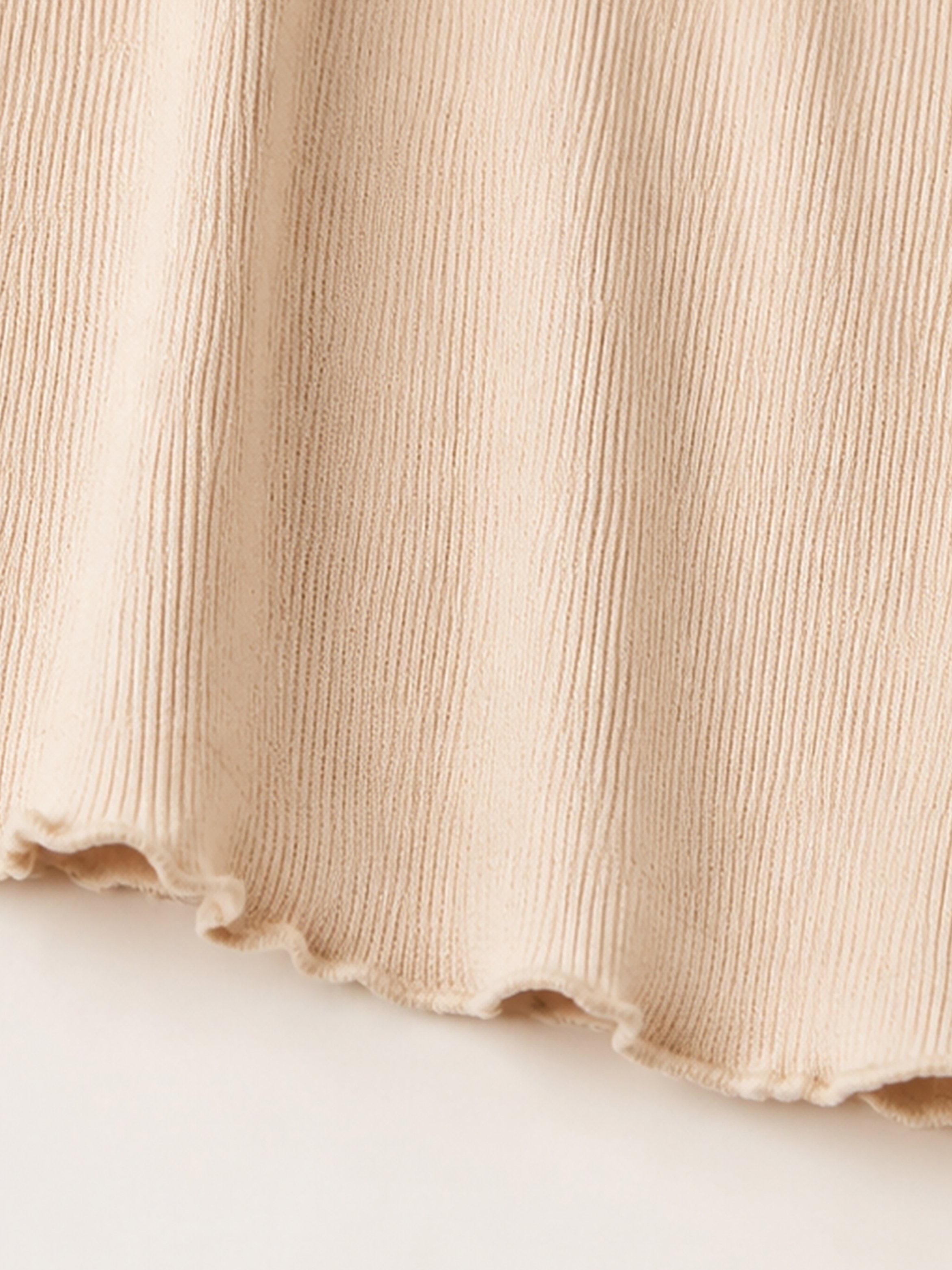 Girls Long Sleeve Ribbed Ruffle Neck T-Shirt