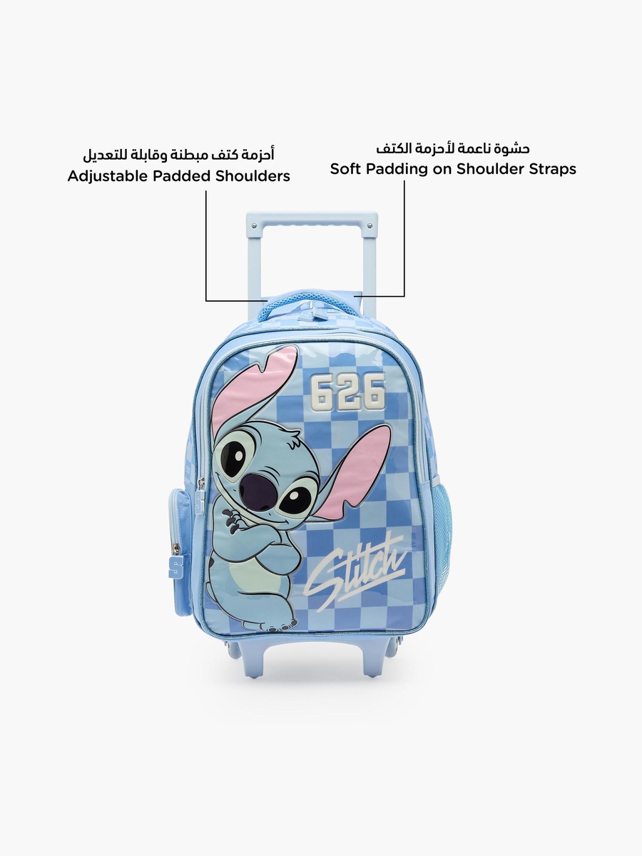 Stitch Print 3-Piece School Trolley Bag Set with Lunch Bag - 16 inches