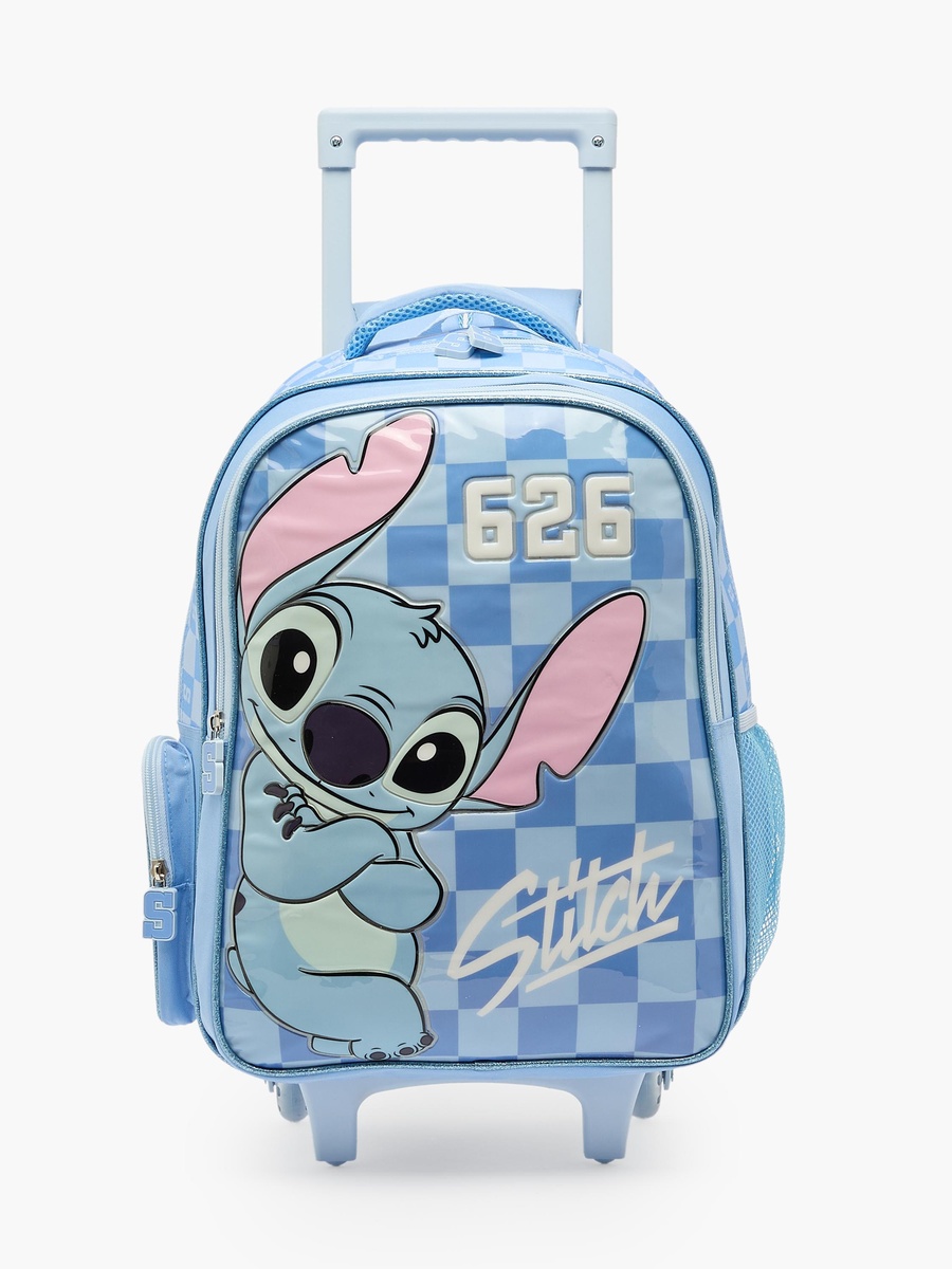Stitch Print 3-Piece School Trolley Bag Set with Lunch Bag - 16 inches
