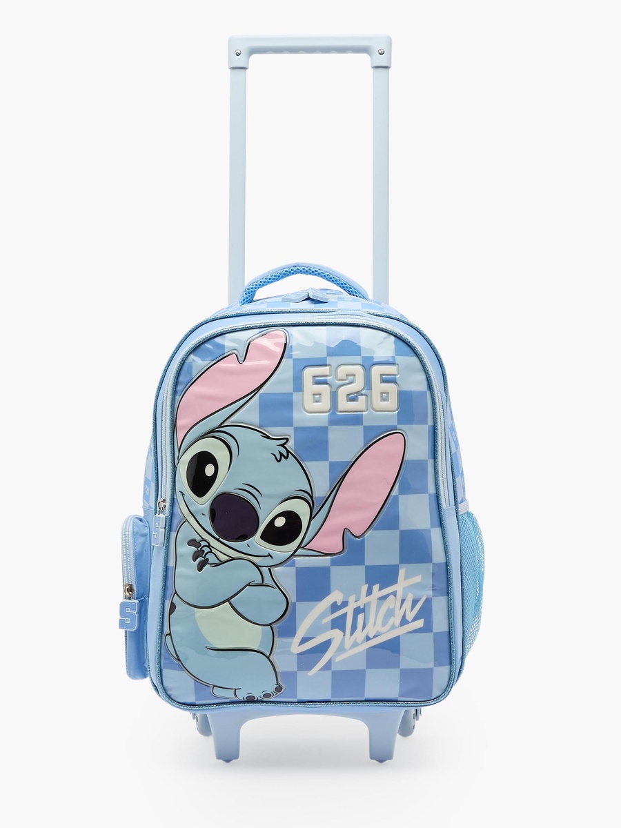 Stitch Print 3-Piece School Trolley Bag Set with Lunch Bag - 16 inches