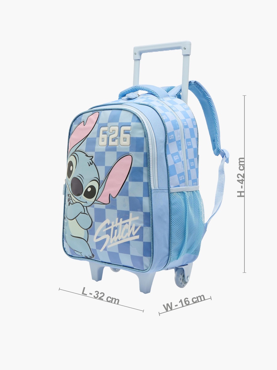 Stitch Print 3-Piece School Trolley Bag Set with Lunch Bag - 16 inches