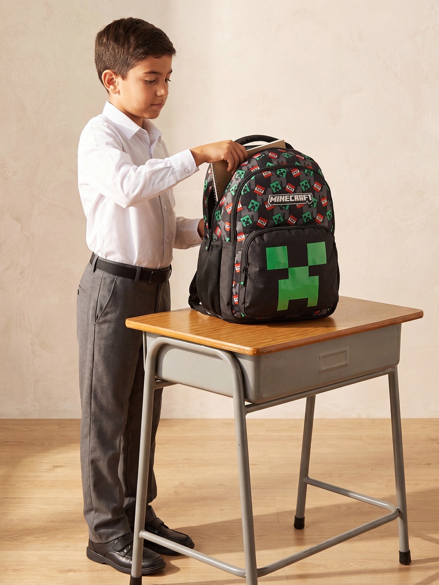 Microsoft Mojang Studios Printed Backpack with Laptop Compartment - 17 inches