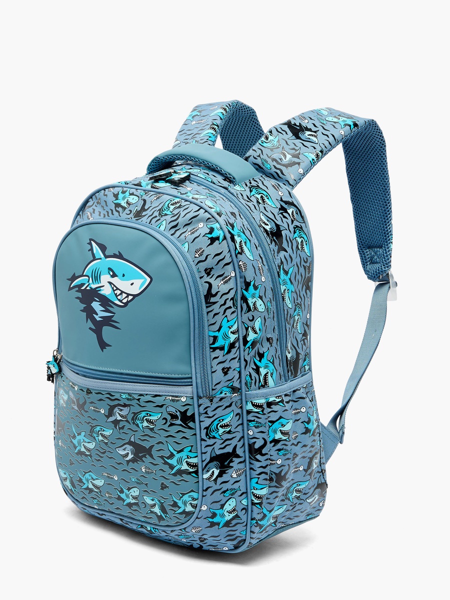 Shark Print Backpack with Laptop Compartment - 16 inches