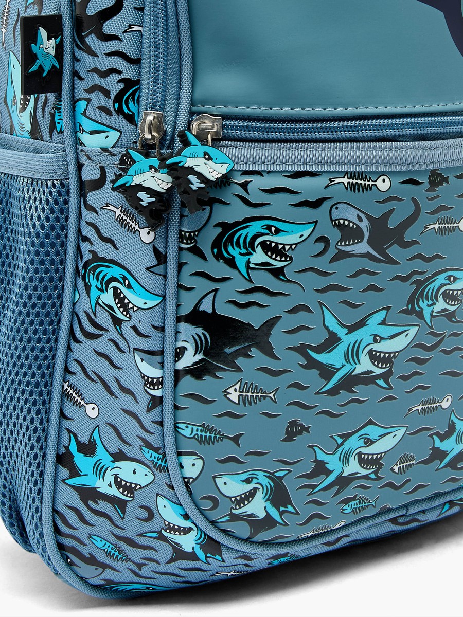 Shark Print Backpack with Laptop Compartment - 16 inches