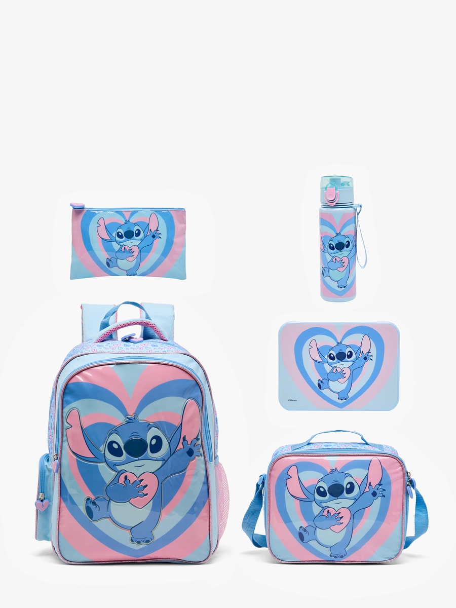 Stitch 5-Piece School Backpack Set with Lunch Bag - 16 inches