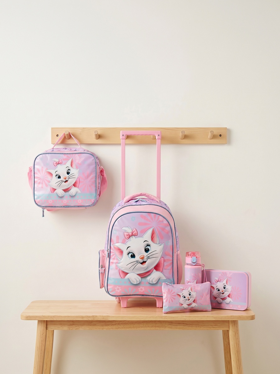 Marie Print 5-Piece School Trolley Bag Set with Lunch Bag - 16 inches
