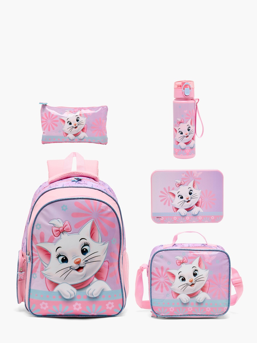 Marie Print 5-Piece School Backpack Set with Lunch Bag - 16 inches
