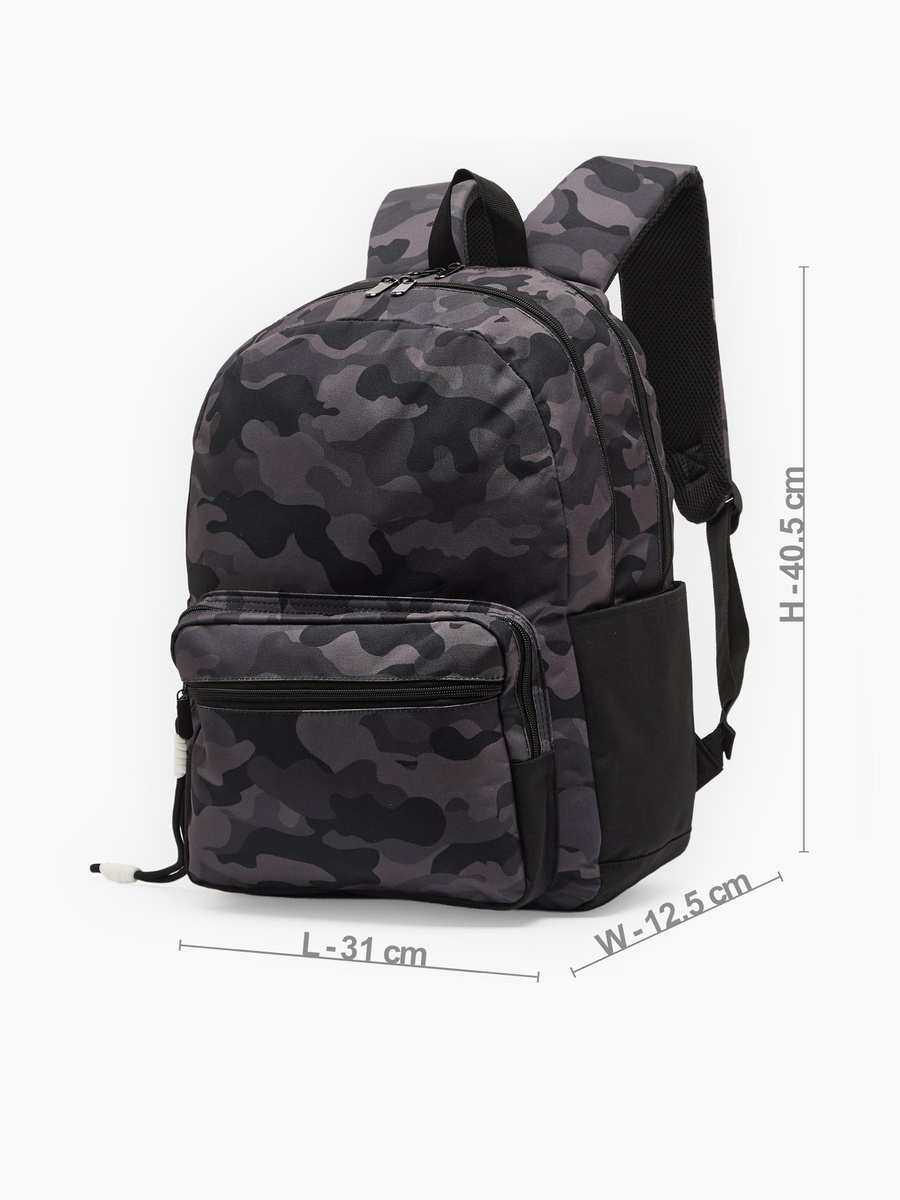 Camouflage Print Backpack with Adjustable Shoulder Straps - 17 inches