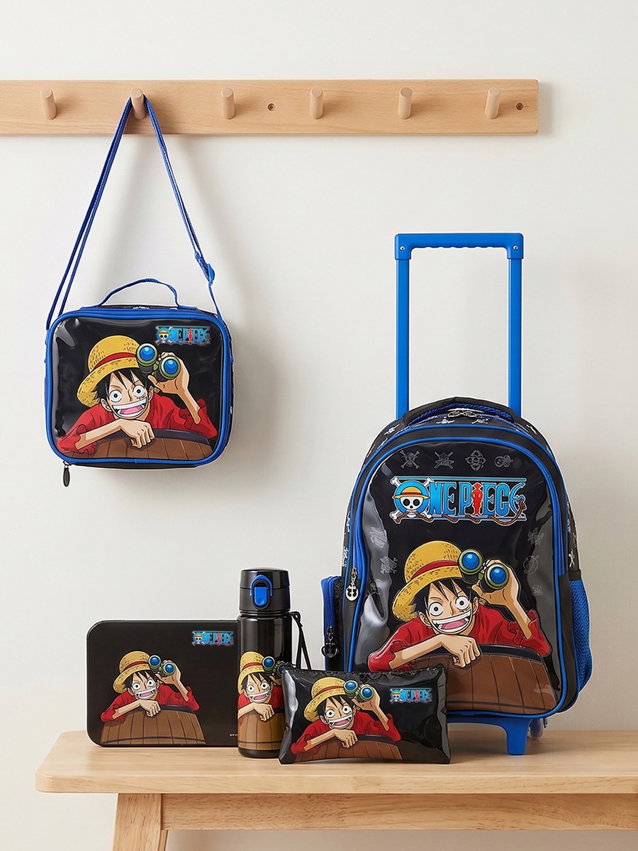 Animation One Piece 5-Piece School Trolley Bag Set with Bottle - 16 inch