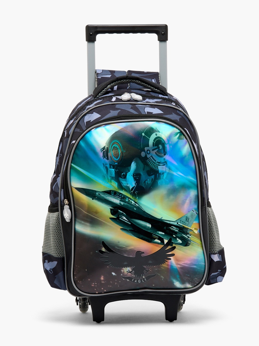 Printed 5-Piece School Bag Set with Lunch Box and Bottle - 16 inches