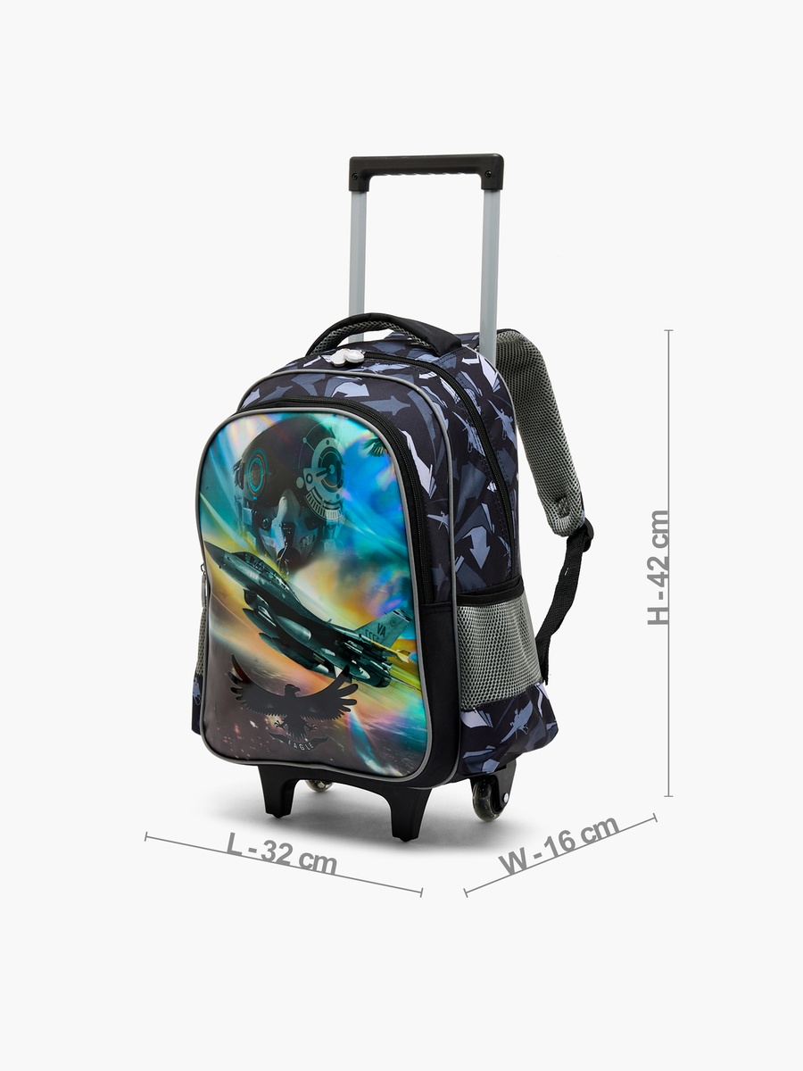 Printed 5-Piece School Bag Set with Lunch Box and Bottle - 16 inches