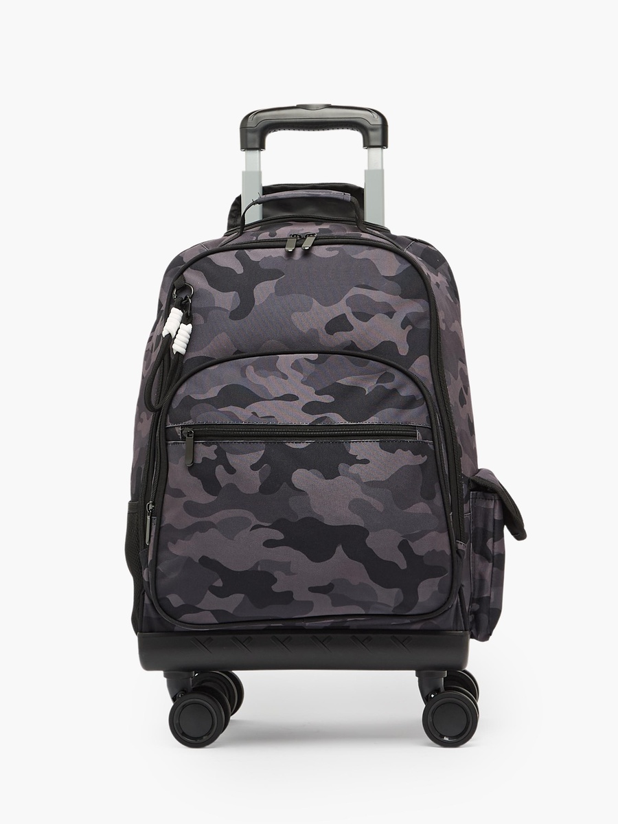 Camouflage Print Trolley Bag with Durable Wheels - 18 inches