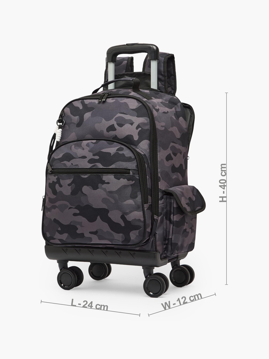 Camouflage Print Trolley Bag with Durable Wheels - 18 inches