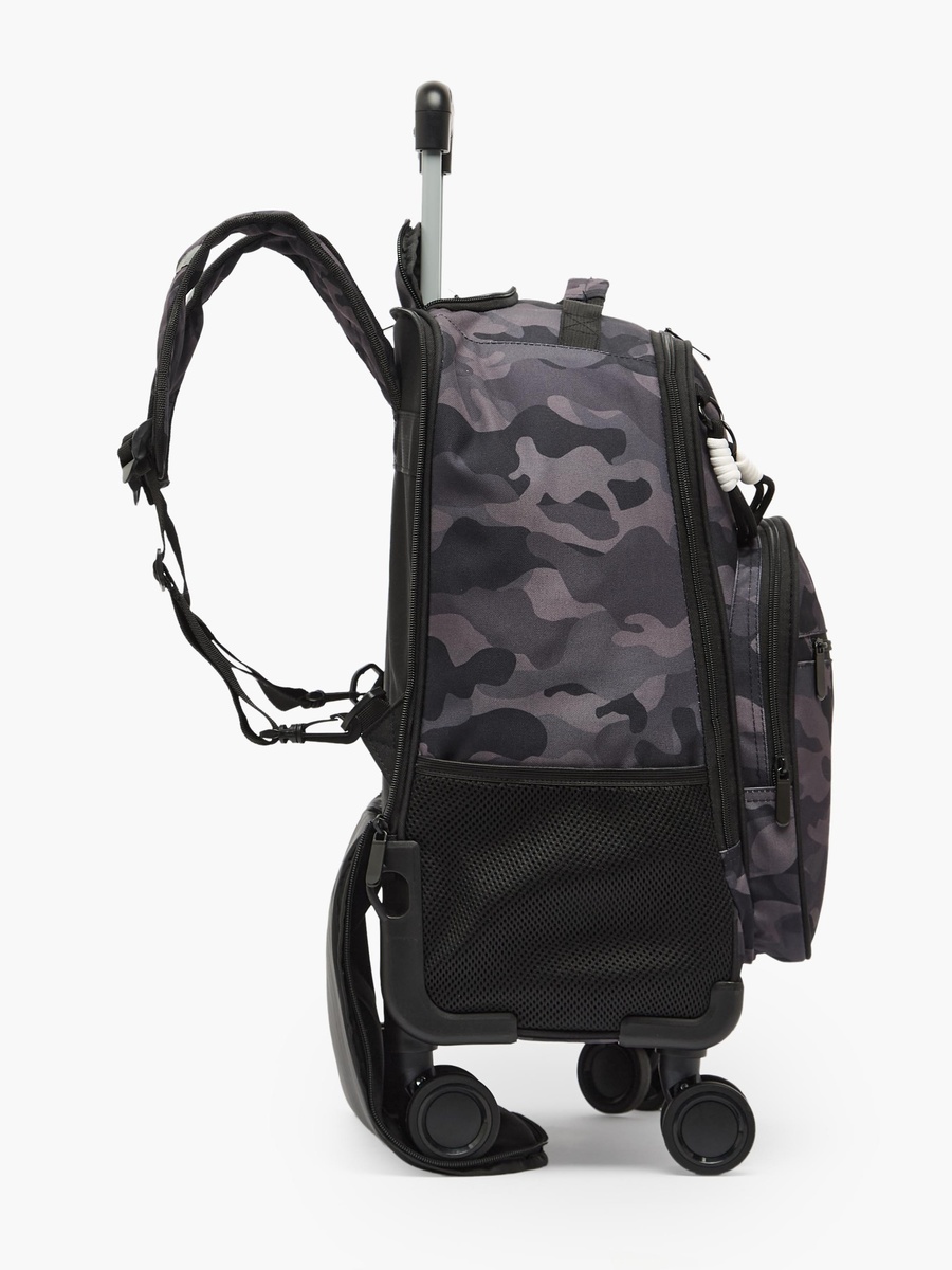Camouflage Print Trolley Bag with Durable Wheels - 18 inches