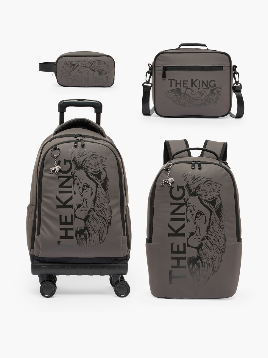 Lion Print Backpack with Padded Straps - 17 inches