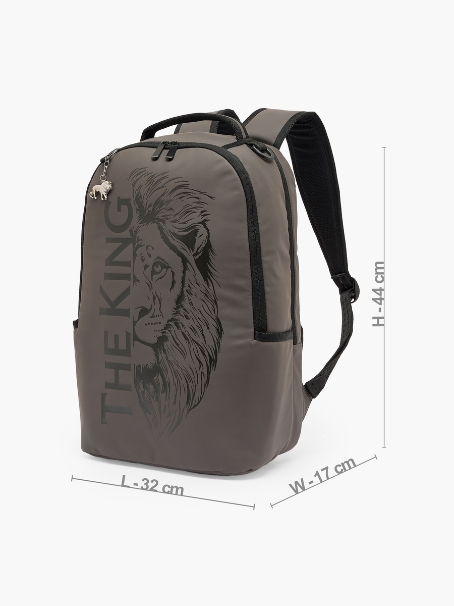 Lion Print Backpack with Padded Straps - 17 inches