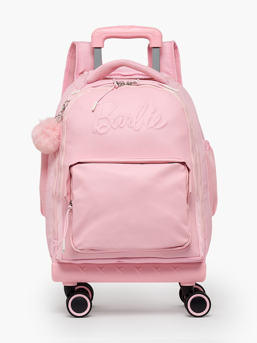 Barbie Embossed Trolley Bag Retractable Handle - 18 inches