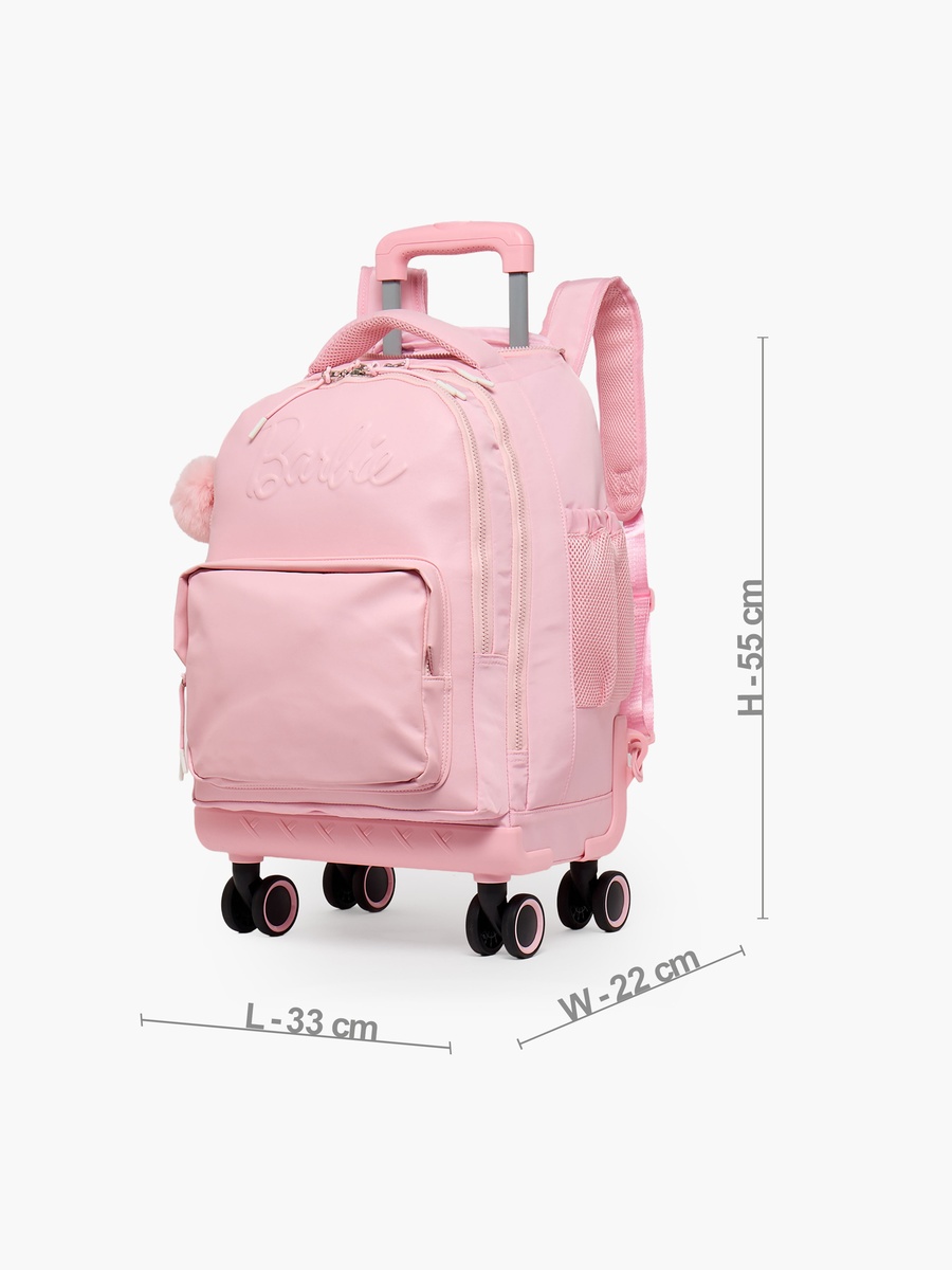 Barbie Embossed Trolley Bag Retractable Handle - 18 inches