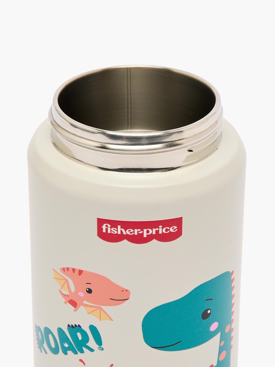 Fisher-Price Dinosaur Print Stainless Steel Water Bottle with Flip Spout and Handle