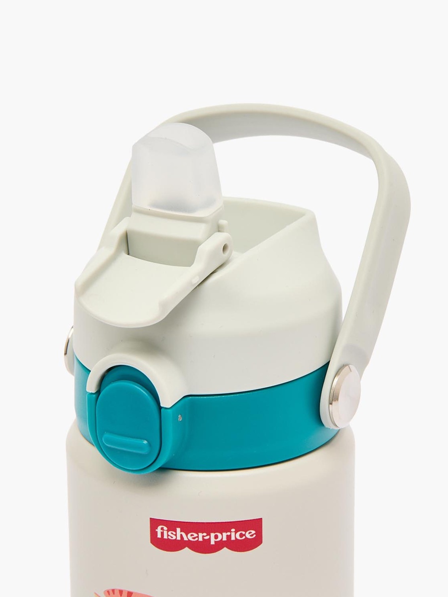 Fisher-Price Dinosaur Print Stainless Steel Water Bottle with Flip Spout and Handle