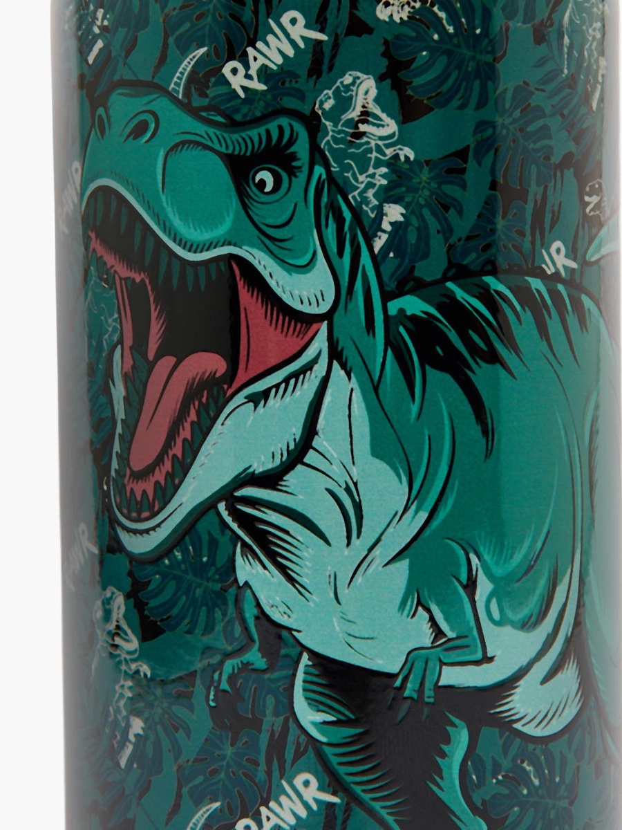 Dinosaur Print Stainless Steel Water Bottle with Flip Spout and Handle