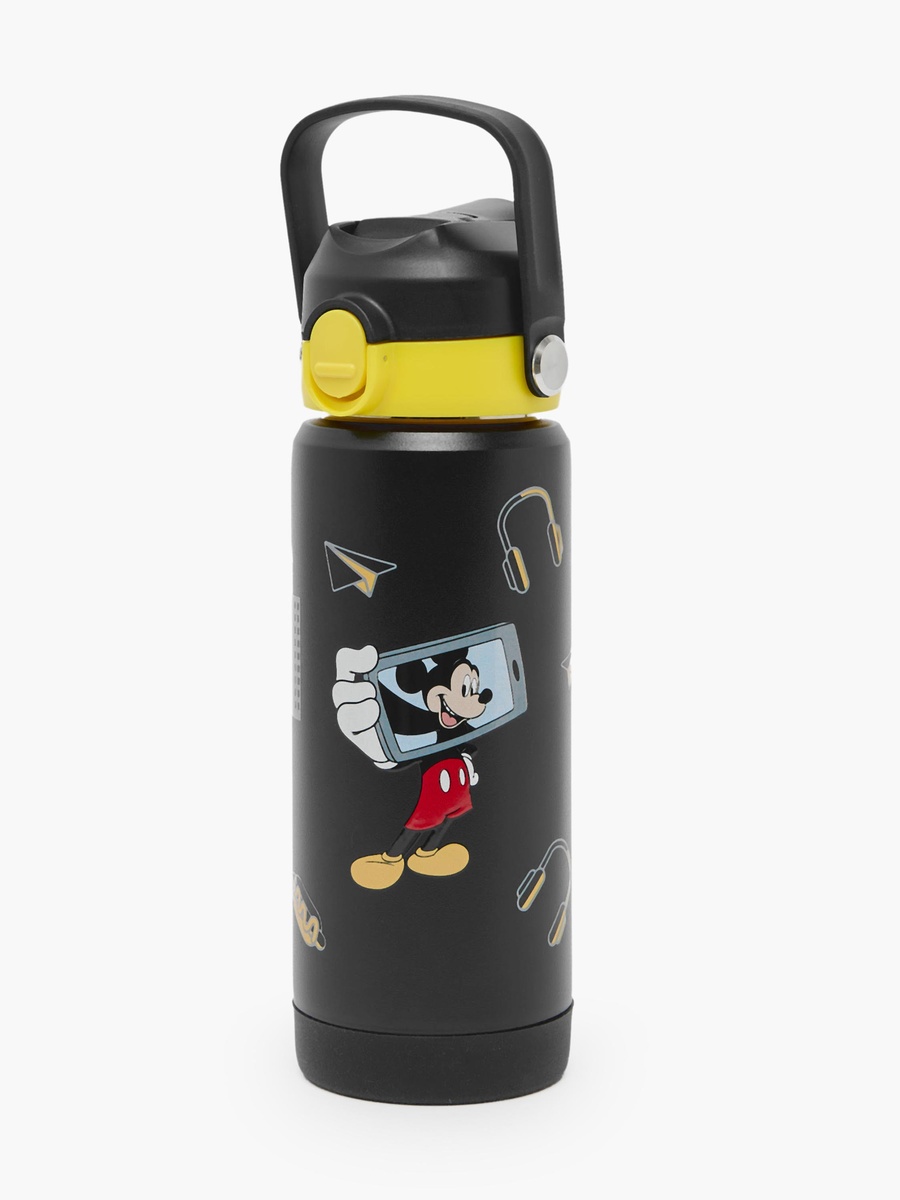 Mickey Mouse Print Stainless Steel Water Bottle with Flip Spout and Handle