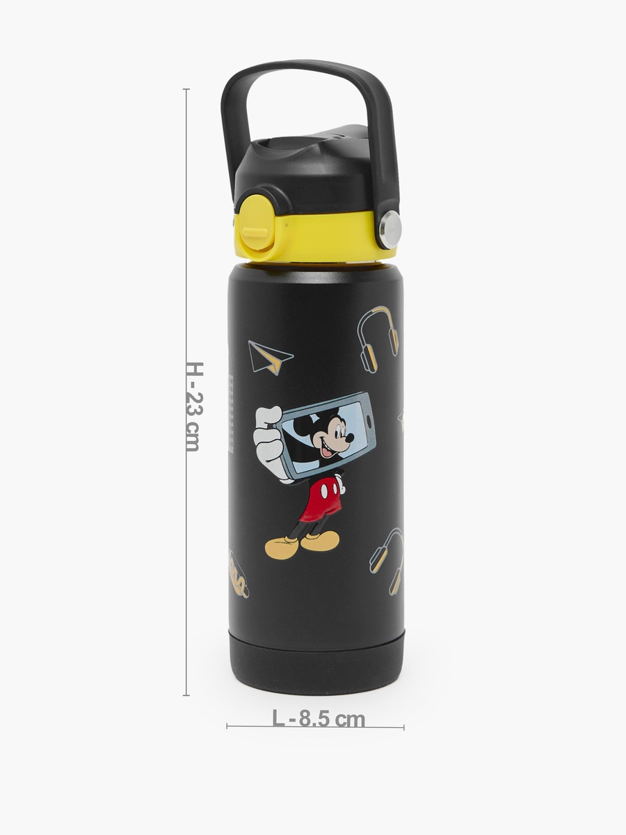 Mickey Mouse Print Stainless Steel Water Bottle with Flip Spout and Handle