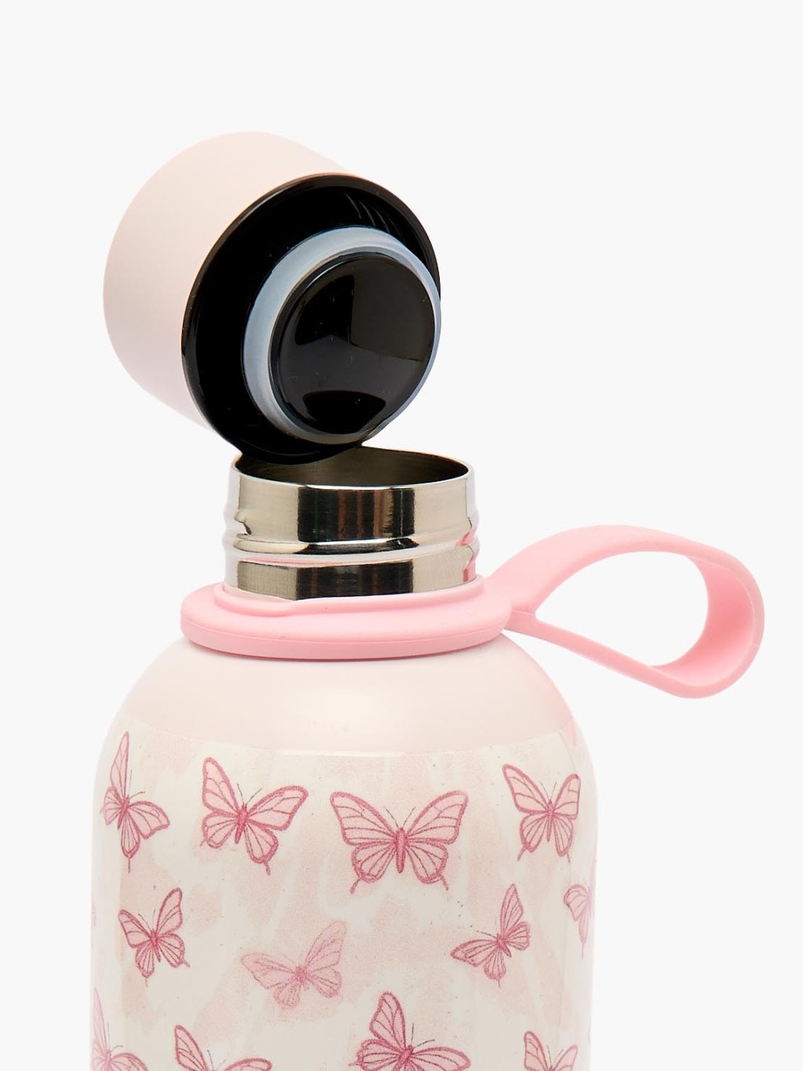 Butterfly Print Stainless Steel Water Bottle with Loop Handle