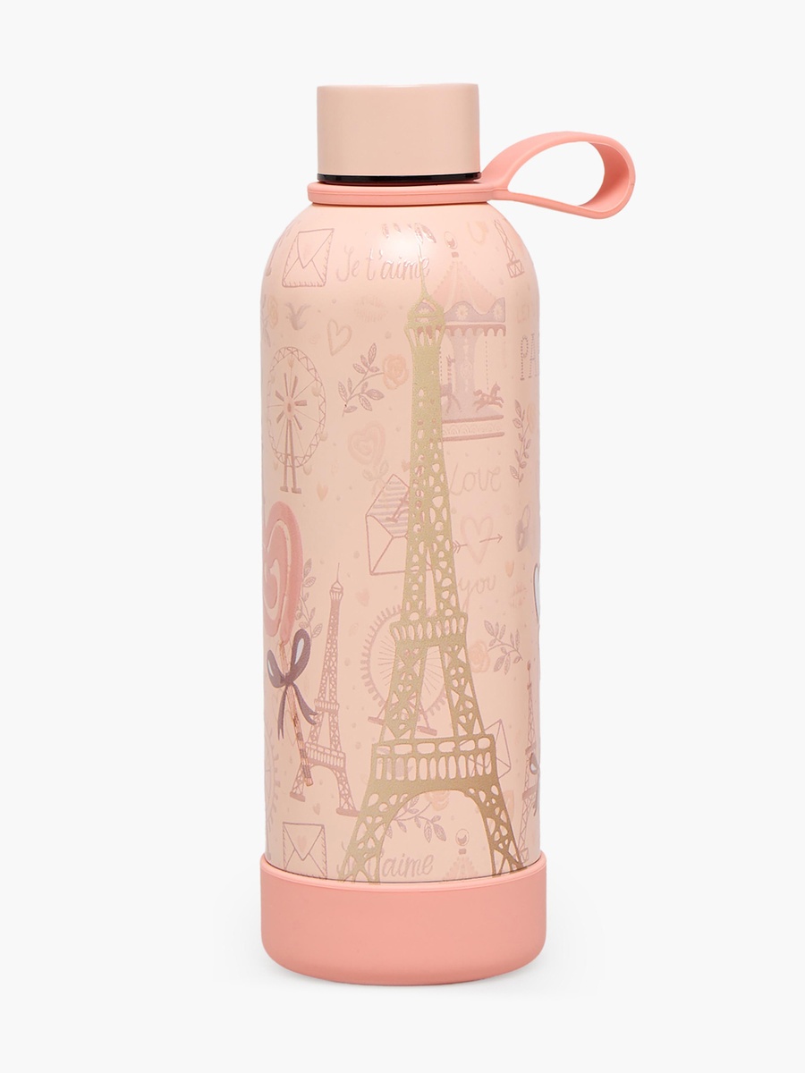 Paris Print Stainless Steel Water Bottle with Loop Handle