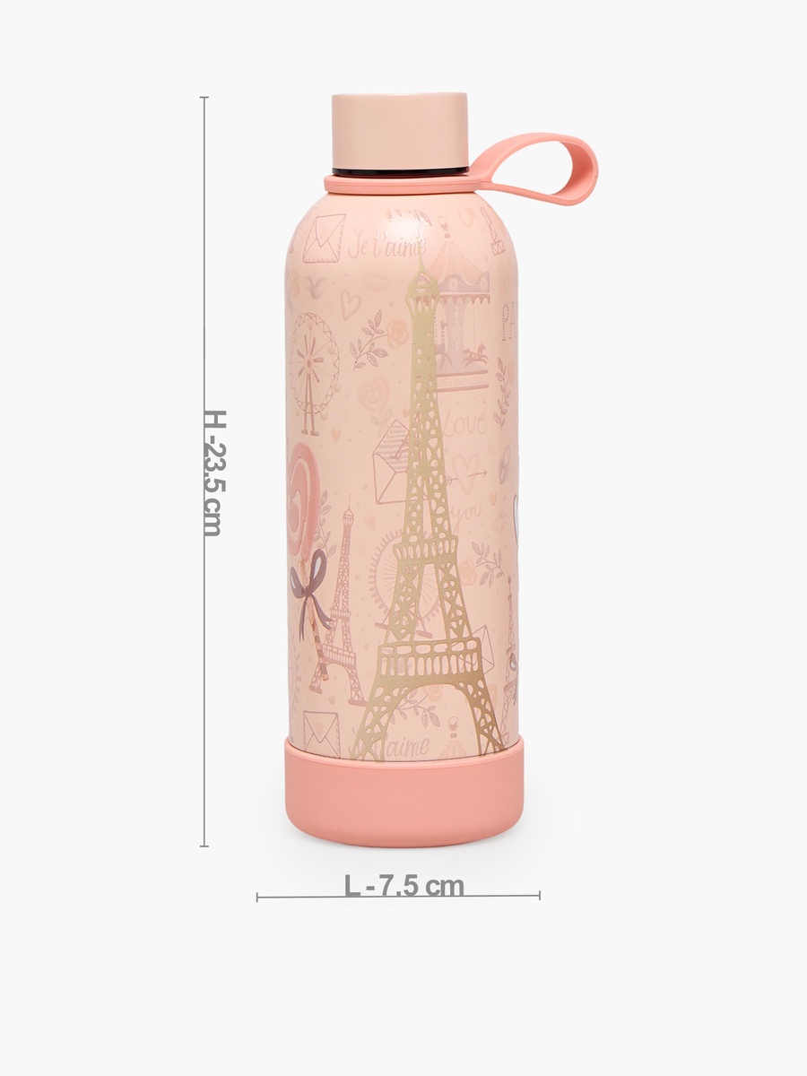 Paris Print Stainless Steel Water Bottle with Loop Handle