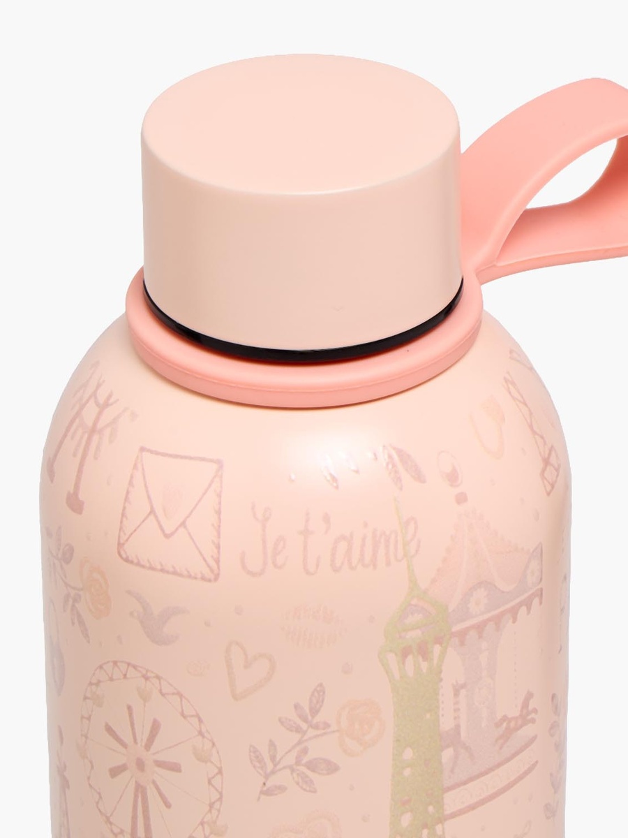 Paris Print Stainless Steel Water Bottle with Loop Handle