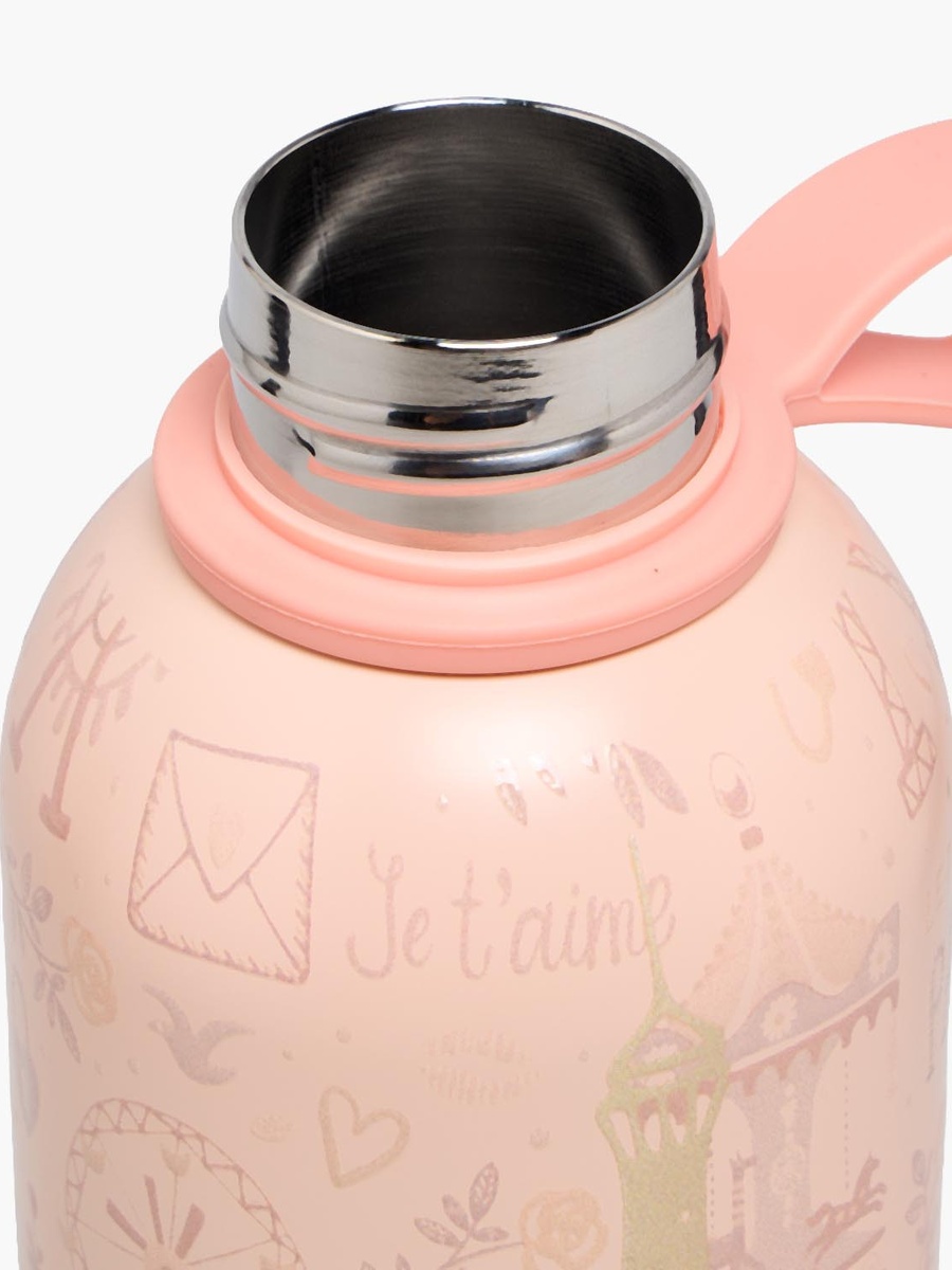 Paris Print Stainless Steel Water Bottle with Loop Handle