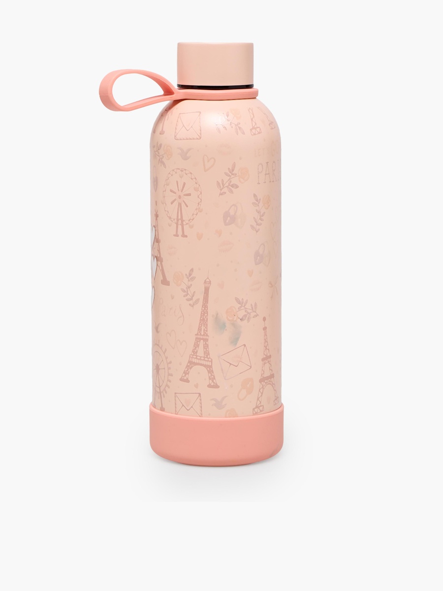 Paris Print Stainless Steel Water Bottle with Loop Handle