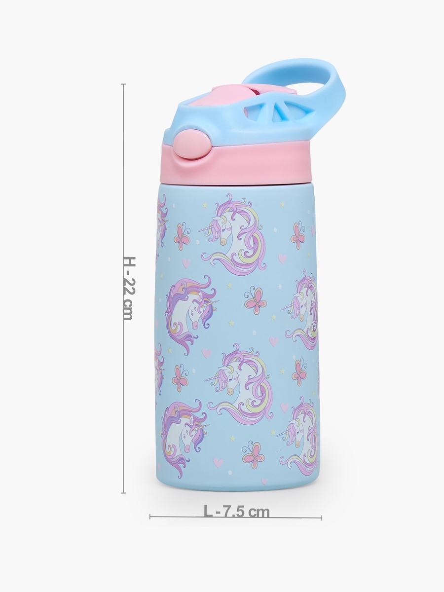 Unicorn Print Stainless Steel Water Bottle with Flip Spout and Handle