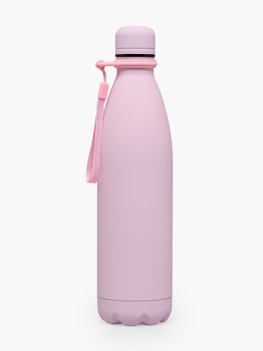 Solid Stainless Steel Water Bottle with Wide Mouth and Wrist Strap