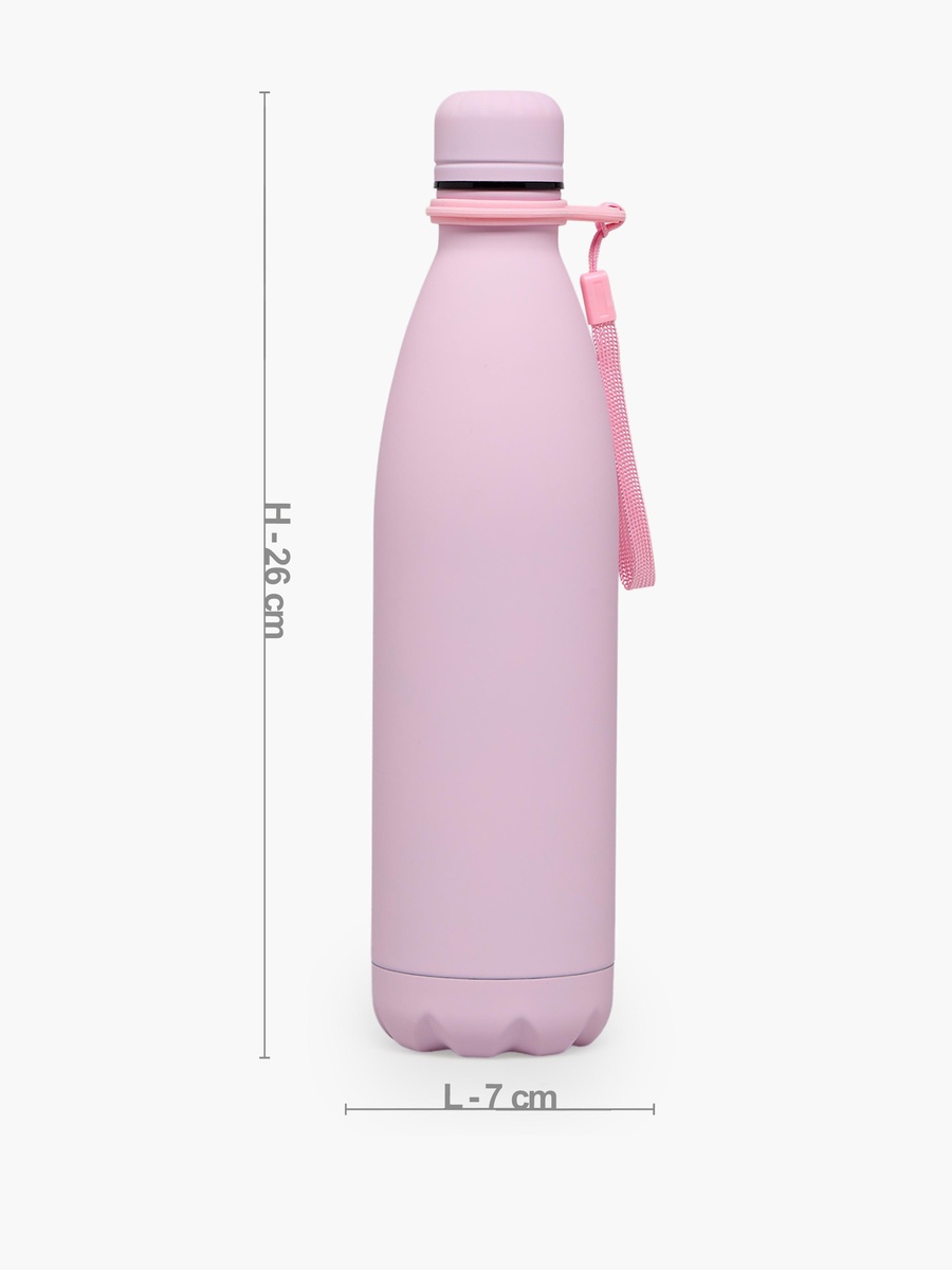 Solid Stainless Steel Water Bottle with Wide Mouth and Wrist Strap