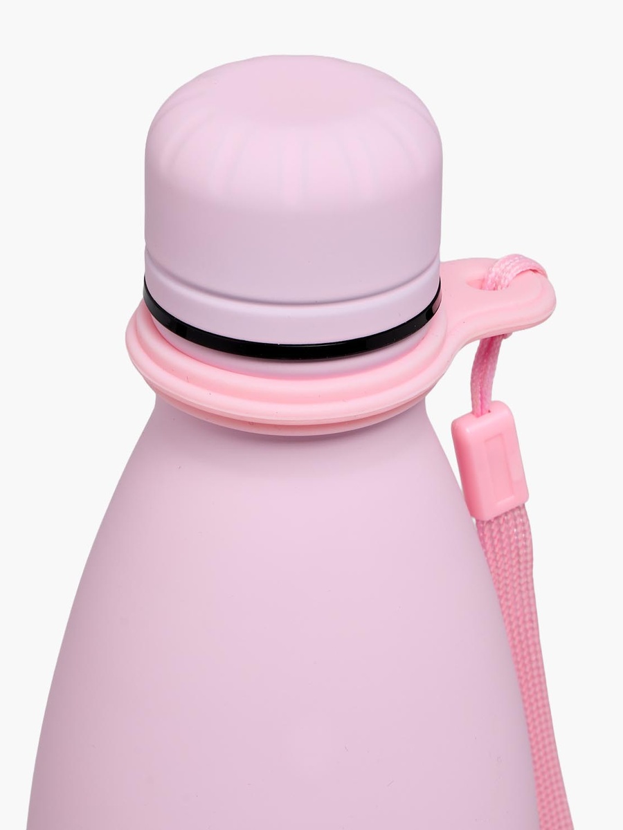 Solid Stainless Steel Water Bottle with Wide Mouth and Wrist Strap